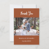 オレンジ色の焼けたQRコードの結婚式の写真、感謝カード 招待状 (正面)