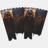 オレンジ色の煙とダークデーモンのハロウィーンポップコーン箱 フェイバーボックス (見開き)