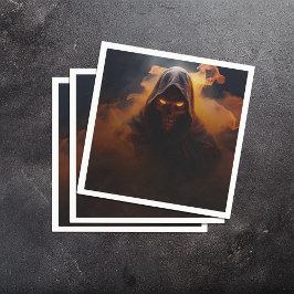 オレンジ色の煙のハロウィーンを持つダークデーモン スタンダードカクテルナプキン