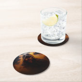 オレンジ色の煙のハロウィーンを持つダークデーモン ラウンドペーパーコースター (インサイチュ)