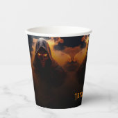 オレンジ色の煙のハロウィーンを持つダークデーモン 紙コップ (正面)