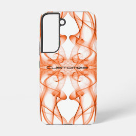 オレンジ色の煙の対称 白 カスタムネーム SAMSUNG GALAXY S22ケース
