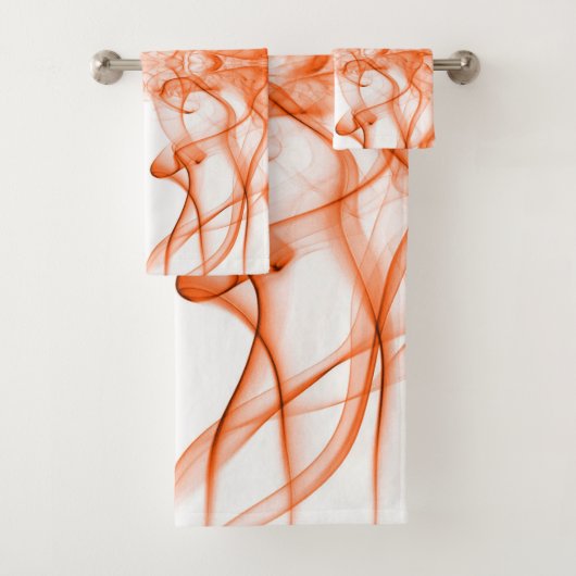 オレンジ色の煙の白い上の羽毛 バスタオルセット (インサイチュ)