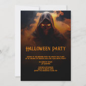 オレンジ色の煙を持つダークデーモンハロウィーン 招待状 (正面)