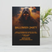 オレンジ色の煙を持つダークデーモンハロウィーン 招待状 (スタンド正面)