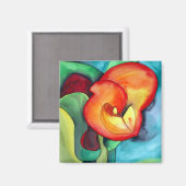 オレンジ色の熱帯カラフルカンナユリの花磁石 マグネット (正面/裏面)