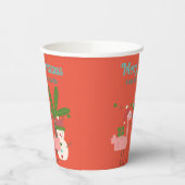 オレンジ色の熱帯クリスマスピンクのフラミンゴ 紙コップ (左)