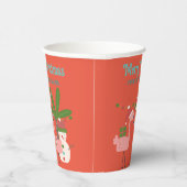 オレンジ色の熱帯クリスマスピンクのフラミンゴ 紙コップ (右)