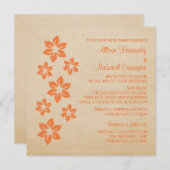 オレンジ色の熱帯フローラ結婚式の招待 招待状 (正面/裏面)