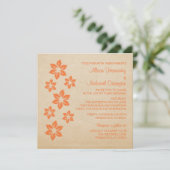 オレンジ色の熱帯フローラ結婚式の招待 招待状 (スタンド正面)