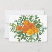 オレンジ色の牡丹とバラフローラの追加情報カード 招待状 (裏面)