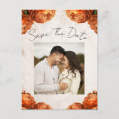 オレンジ色の牡丹の花ヴィンテージ保存日 案内ポストカード (正面)