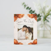 オレンジ色の牡丹の花ヴィンテージ保存日 案内ポストカード (スタンド正面)