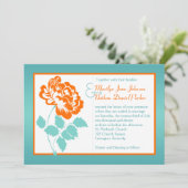 オレンジ色の牡丹オンターコイズウェディングアクト 招待状 (スタンド正面)