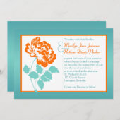 オレンジ色の牡丹オンターコイズウェディングアクト 招待状 (正面/裏面)