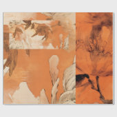 オレンジ色の牡丹デコップコラージュ ラッピングペーパー (フラット)