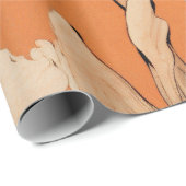 オレンジ色の牡丹デコップコラージュ ラッピングペーパー (ロールコーナー)