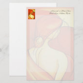 オレンジ色の物欲しそうな女性 便箋 (正面/裏面)