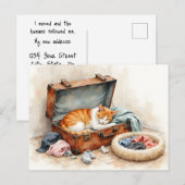 オレンジ色の猫からの転居通知が面白い ポストカード (正面/裏面)