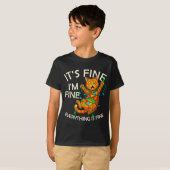 オレンジ色の猫がいたって大丈夫クリスマスライト Tシャツ (正面フル)