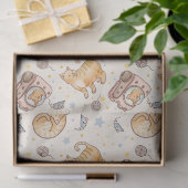 オレンジ色の猫がバックパックに入ったデザイン、星、糸 薄葉紙 (ギフト)