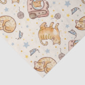 オレンジ色の猫がバックパックに入ったデザイン、星、糸 薄葉紙 (詳細)