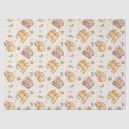 オレンジ色の猫がバックパックに入ったデザイン、星、糸 薄葉紙