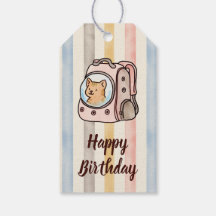 オレンジ色の猫がバックパックに入った水彩ストライプ