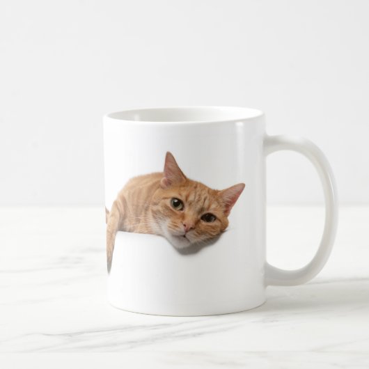 オレンジ色の猫が倒れる コーヒーマグカップ (右)