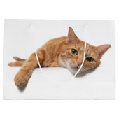 オレンジ色の猫が倒れる ラージペーパーバッグ (裏面)