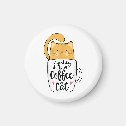 オレンジ色の猫が可愛い猫好きのためのコーヒーマグ マグネット (正面)
