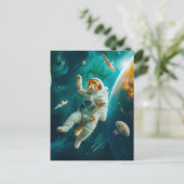 オレンジ色の猫が宇宙の破片と共に浮かぶ シーズンポストカード (スタンド正面)