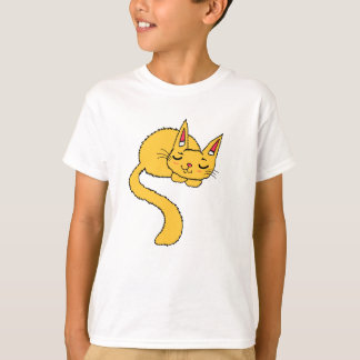 オレンジ色の猫が昼寝するキッズTシャツ Tシャツ