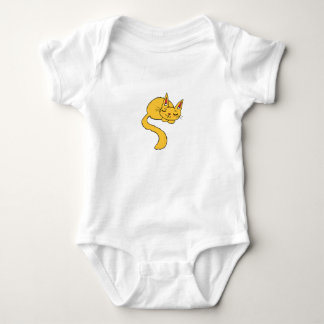 オレンジ色の猫が昼寝中 ベビーTシャツ ベビーボディスーツ
