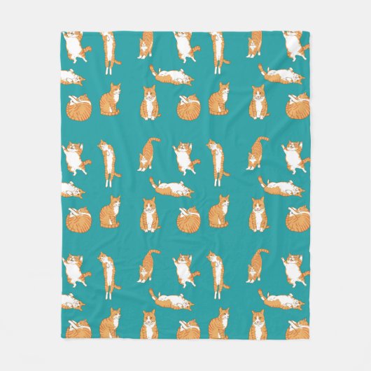 オレンジ色の猫が面白い フリースブランケット (正面)