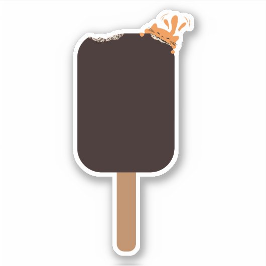 オレンジ色の猫とチョコレートアイスクリーム シール (正面)
