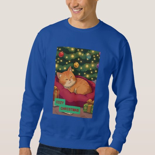 オレンジ色の猫と過ごすクリスマス スウェットシャツ (正面)