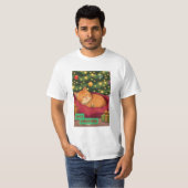 オレンジ色の猫と過ごすクリスマス Tシャツ (正面フル)
