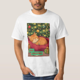 オレンジ色の猫と過ごすクリスマス Tシャツ