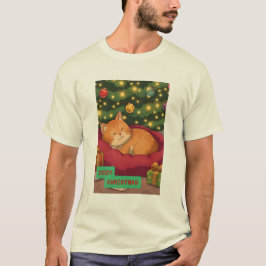 オレンジ色の猫と過ごすクリスマス Tシャツ