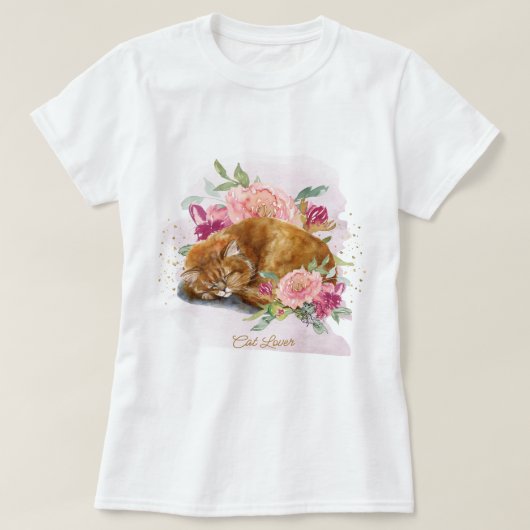 オレンジ色の猫のお母さんTシャツに美しいプレゼント Tシャツ (デザイン正面)