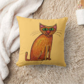 オレンジ色の猫のまくら クッション (ブランケット)