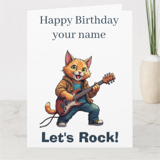 オレンジ色の猫のギタリスト カード