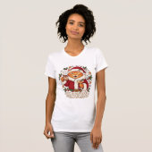 オレンジ色の猫のサンタ帽子 クリスマス お酒 ジンジャー Tシャツ (正面フル)
