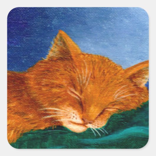 オレンジ色の猫のシール作り方 スクエアシール (正面)