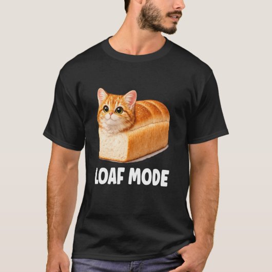 オレンジ色の猫のパンおもしろパロディ Tシャツ (正面)
