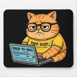 オレンジ色の猫のプログラマーマウスパッド面白グッズ マウスパッド