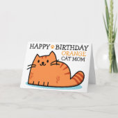 オレンジ色の猫のママ お誕生日おめでとう カード (正面)