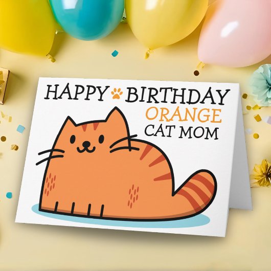 オレンジ色の猫のママ お誕生日おめでとう カード