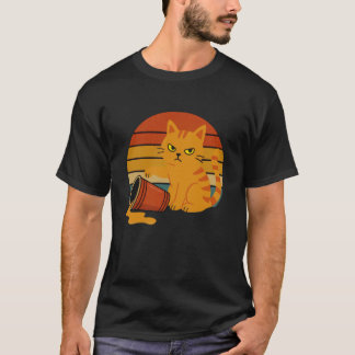 オレンジ色の猫のレトロな面白グッズ Tシャツ